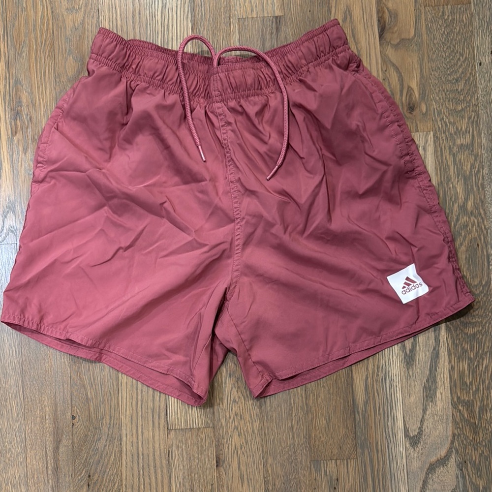 Adidas Red Athletic Shorts Comfortable Elastic Waist